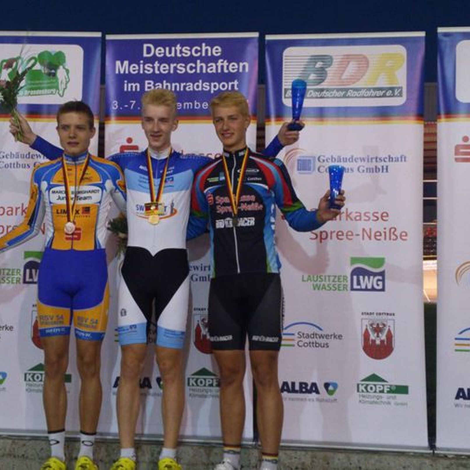 2000 m Einerverfolgung - Gold für Bastian Flicke, vor Felix Groß und Richard Banusch