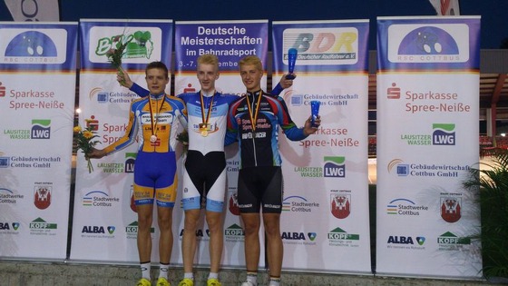 2000 m Einerverfolgung - Gold für Bastian Flicke, vor Felix Groß und Richard Banusch